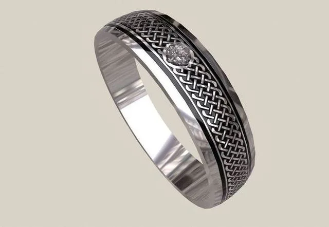 Nordic Silver Ring Celtic Knots Low-poly (PBR)
