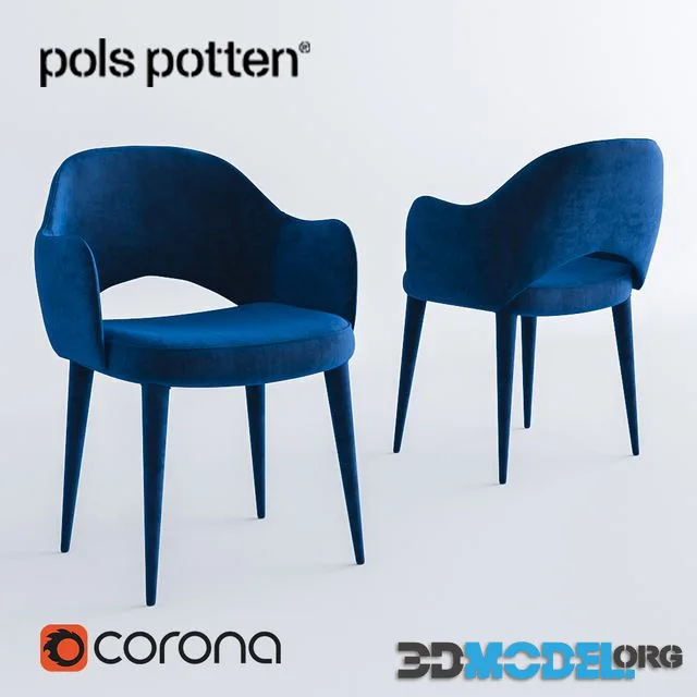 Pols Potten Chair arms cosy velvet blue