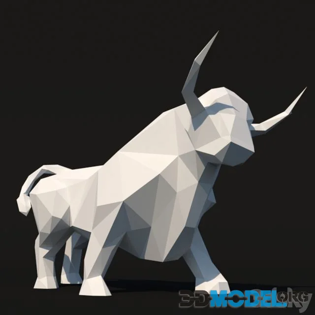 Polygonal bull sculpture