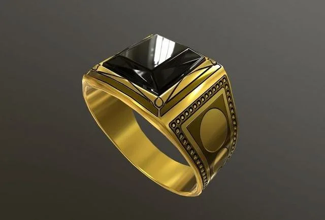 Ring Golden Black Sapphire Low-poly (PBR)