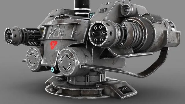 Sci-fi Turret Machinegun Low-poly (PBR)