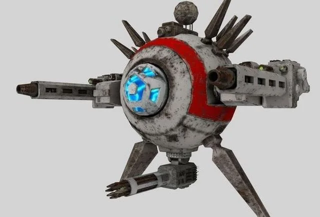 Science-fiction close-air support drone Low-poly (PBR)