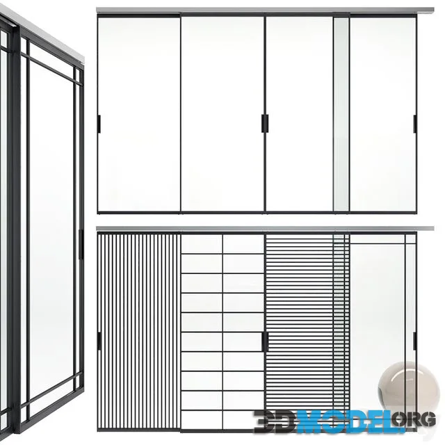 Sliding glass partitions Union in Stratus Slim profile
