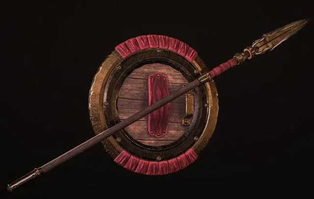 Spartan Shield and Spear Low-poly (PBR)