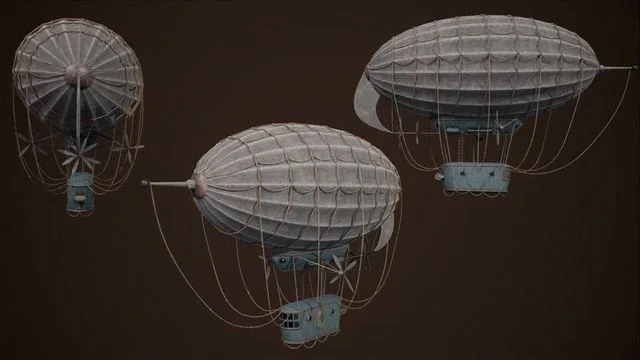 Steampunk Airship Low-poly (PBR)