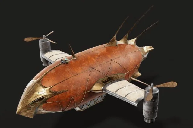 Steampunk airship Wanderer of the Winds Low-poly (PBR)