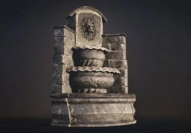 Stone Fountain low-poly (PBR)