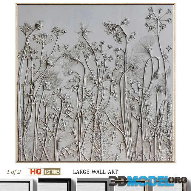 Textural Plaster Wildflowers Boho Wall Art C-508