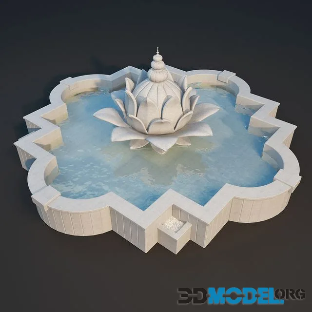 The fountain with the sculpture of lotus