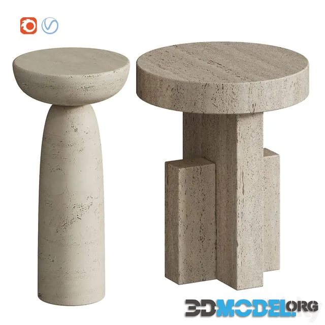 Tori Clarence Travertine Side Table