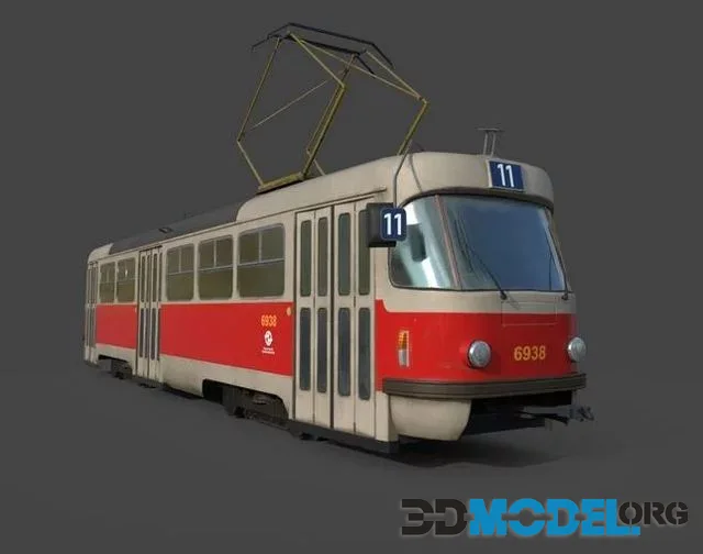 Tram Tatra T3 Low-poly (PBR)