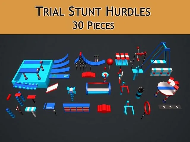 Trial Stunts Hurdles Pack Low-poly (PBR)