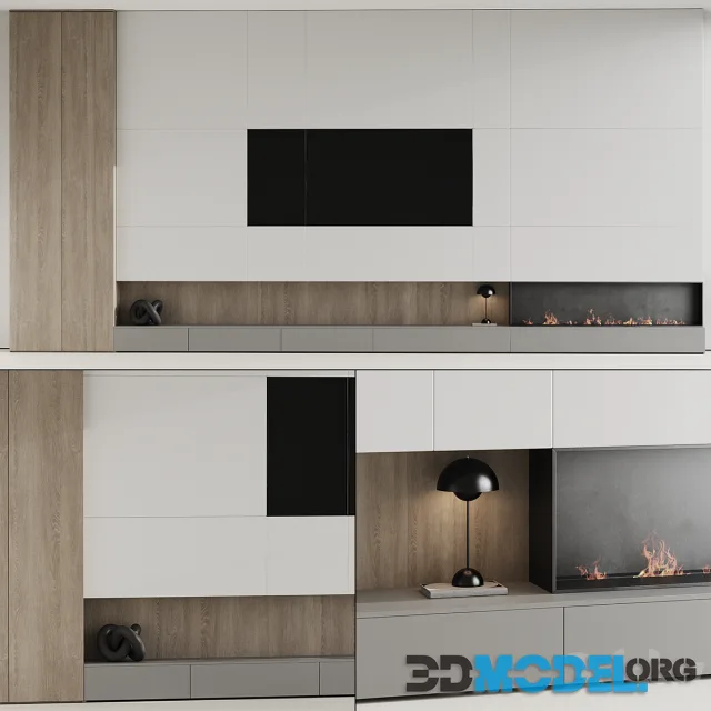 TV wall with fireplace 07
