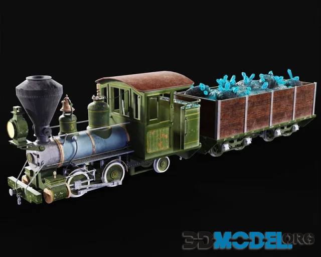 Vintage 19th-Century Steam Locomotive Low-poly (PBR)