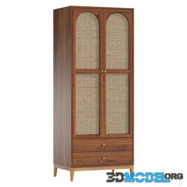 Vintage Cocoa Ash Wood Unfixed Wardrobe Closet