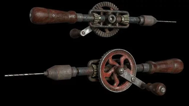 Vintage Hand Drill Low-poly (PBR)