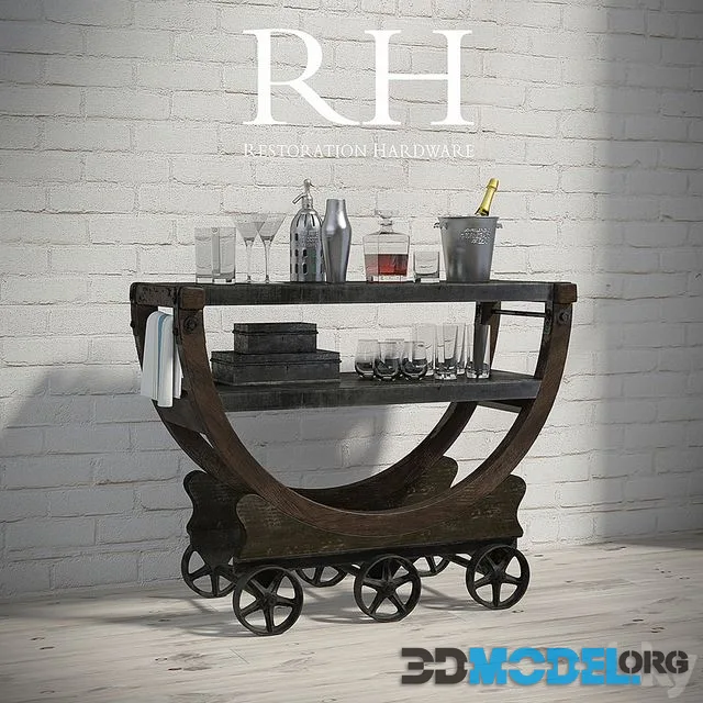 VINTAGE WALLPAPER FACTORY BAR CART