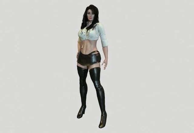 Woman in Long Boots Low-poly (PBR)