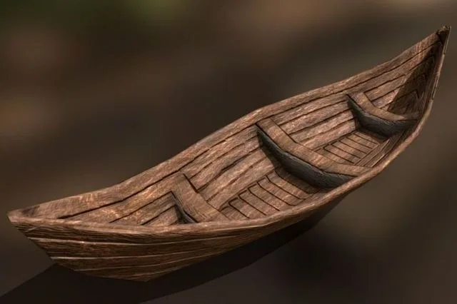 Wooden Nordic Canoe Low-poly (PBR)