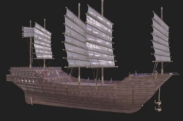 Wooden sailing ship Low-poly (PBR)