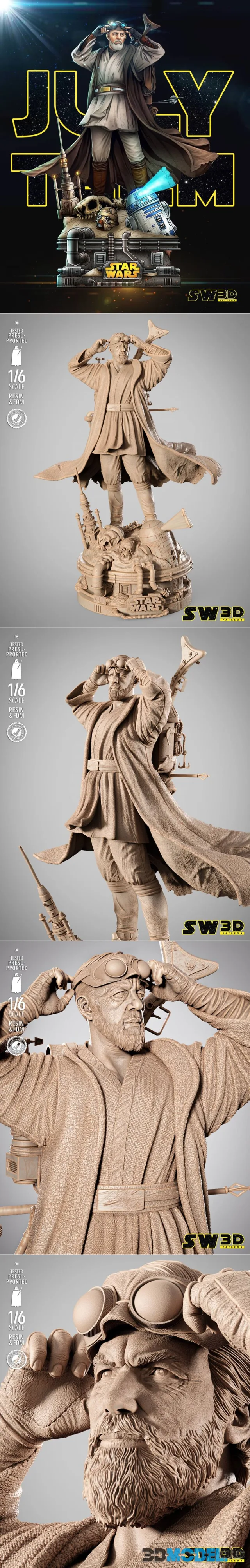 SW3D - Old Ben Kenobi Sculpture – Printable