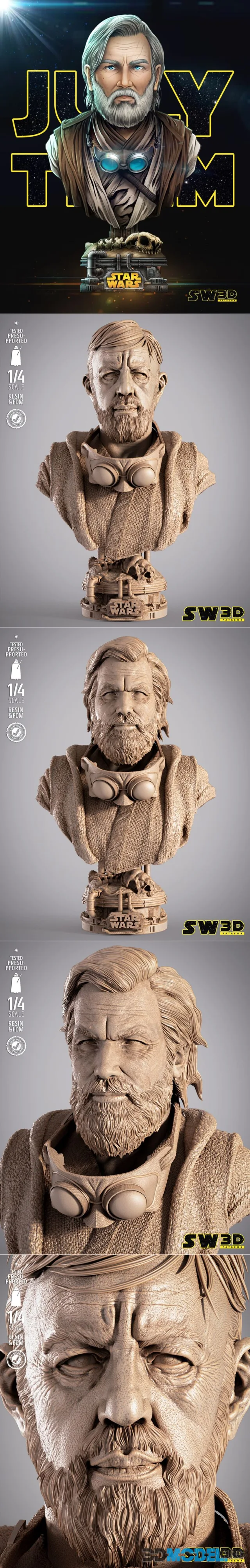 SW3D - Old Ben Kenobi Portrait Bust – Printable
