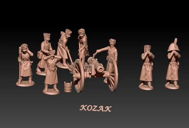 Napoleonic russian foot artillery 1812-14 in greatcoats – Printable