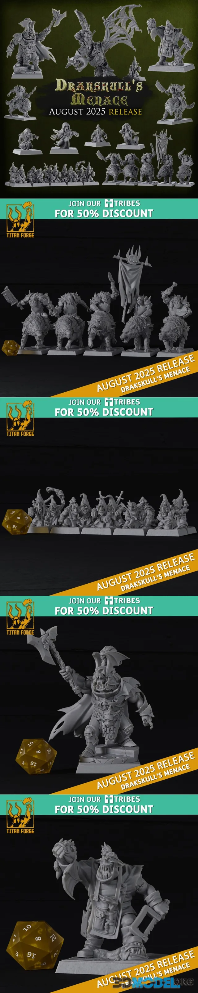 Titan Forge Miniatures - Drakskull's Menace August 2025 – Printable