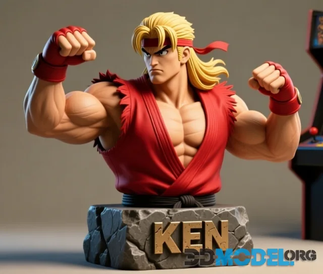Ken Bust - Martial Arts Champion Statue – Printable