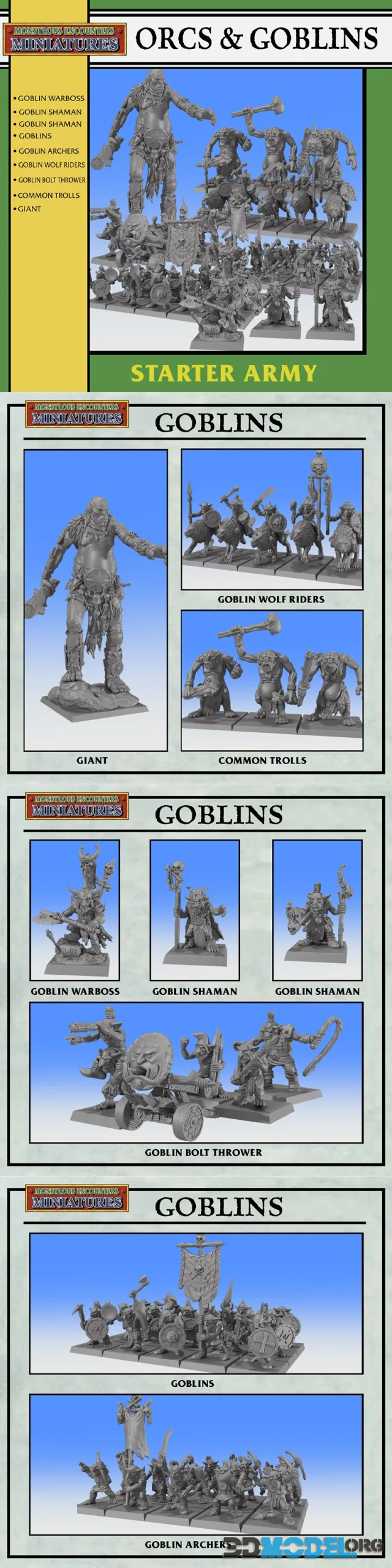 Monstrous Encounters - STARTER ARMY - Goblins – Printable