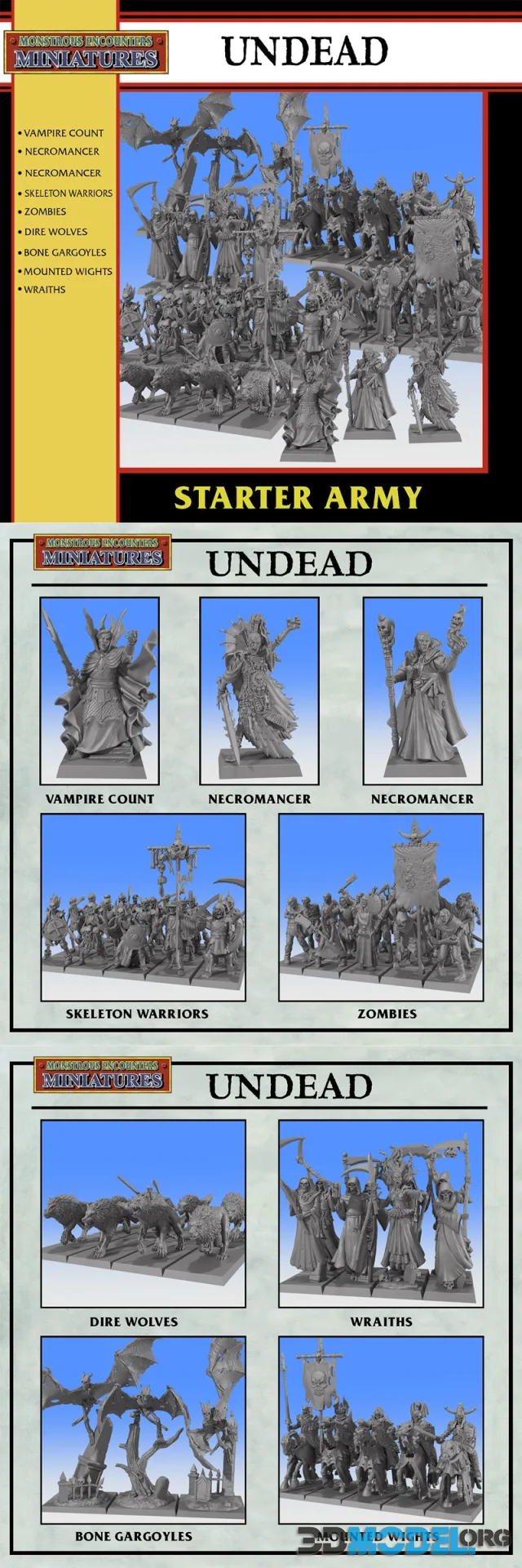 Monstrous Encounters - STARTER ARMY - Undead – Printable