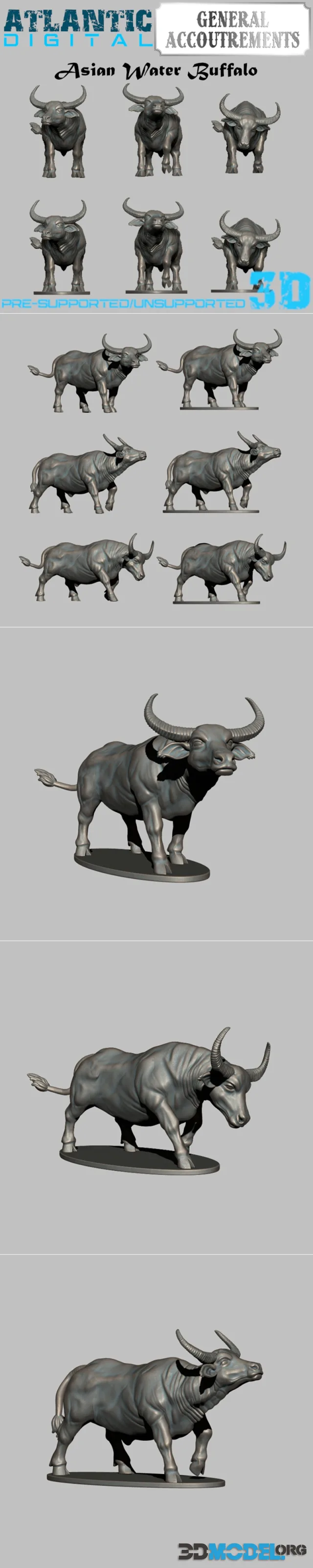 Wargames Atlantic - Asian Water Buffalo – Printable