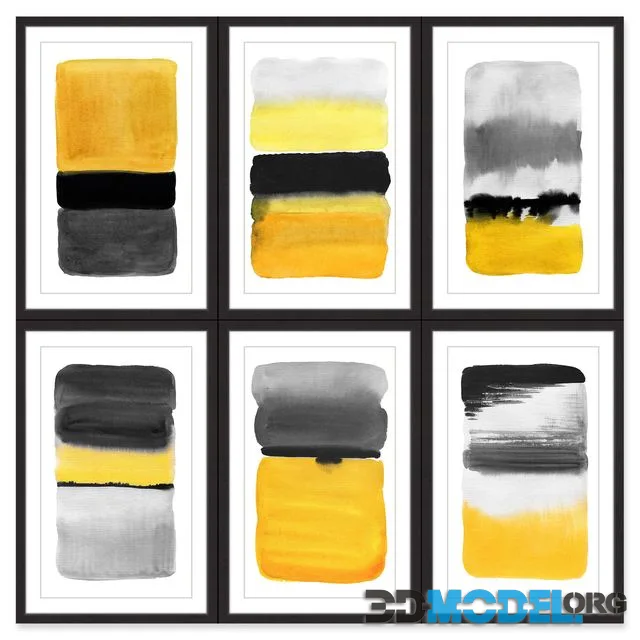 A series of posters with abstract painting