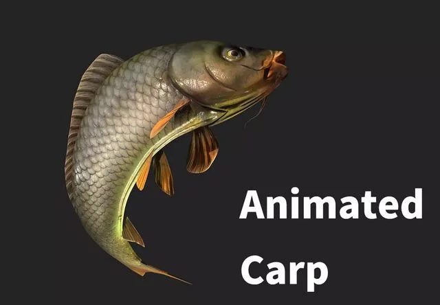 Animated carp fish low-poly