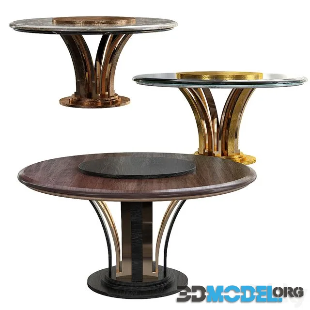 AR Arredamenti WALNUT WOOD ROUND DINING TABLE