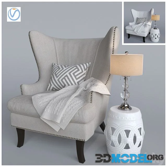 Armchair and knitted plaid Vray
