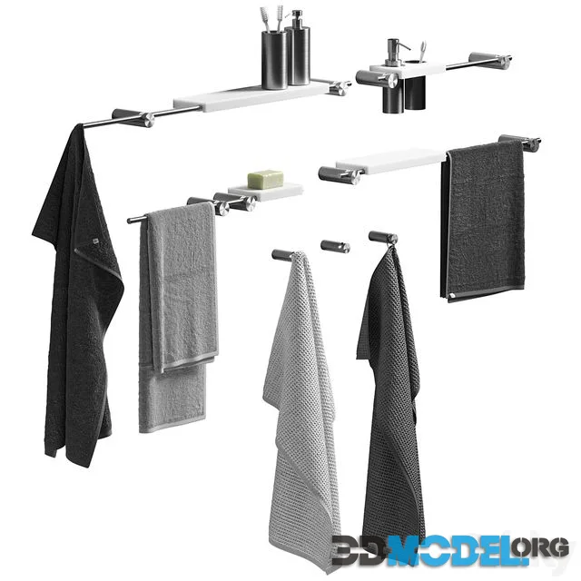 Bathroom set 1 with towels and cosmetics