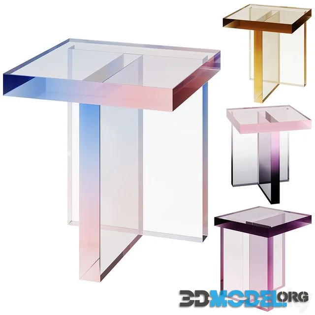 Block Table and Purple Acrylic Coffee Table
