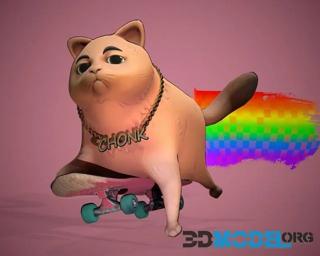 Cat Chonk stylized handpainted Low-poly (PBR)
