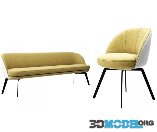 Modern set - chair and bench by Rolf Benz