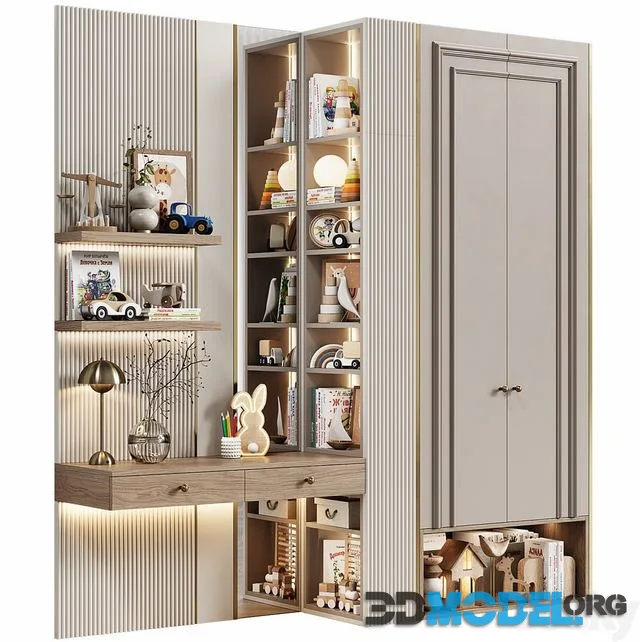 Children's modular wardrobe with desk neoclassic 22