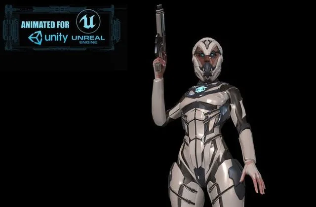 Cosmogirl2 female robot Low-poly (PBR)