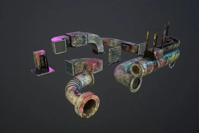 Cyberpunk Air Ducts Pack Low-poly (PBR)