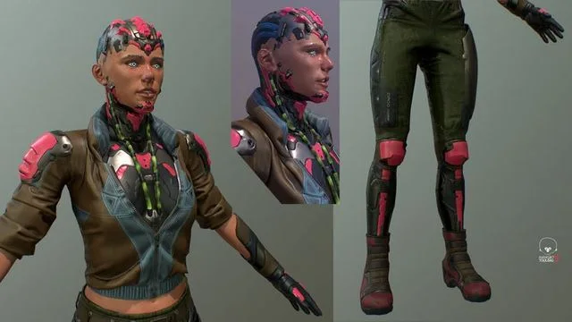 Cyberpunk girl Low-poly (PBR)