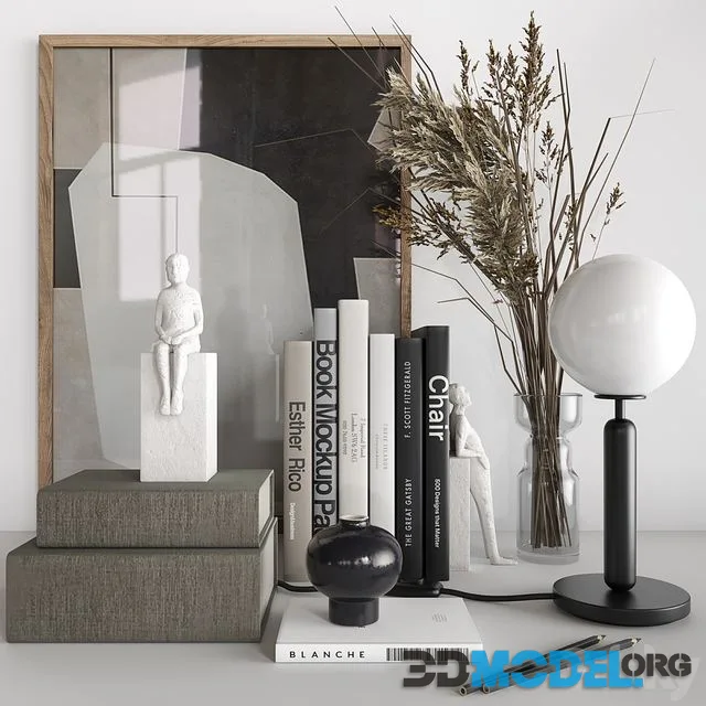 Decorative Set 16 with vases, picture, books