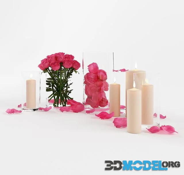 Decorative set with roses and candles