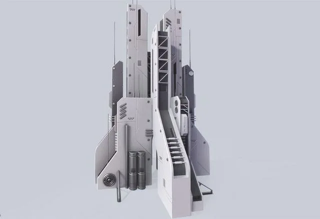 Futuristic building Low-poly (PBR)