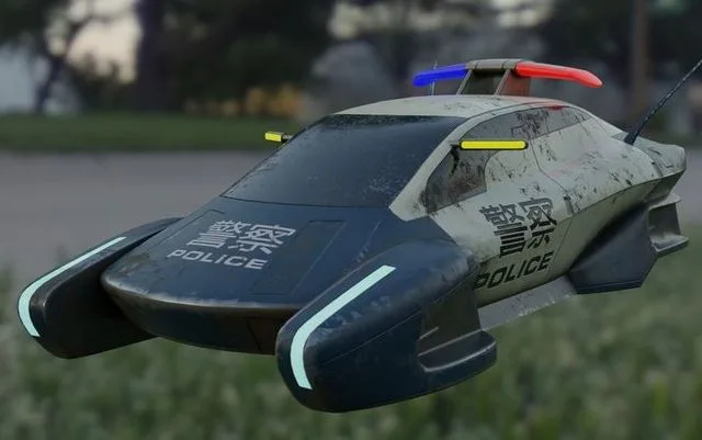 Futuristic police car Low-poly (PBR)