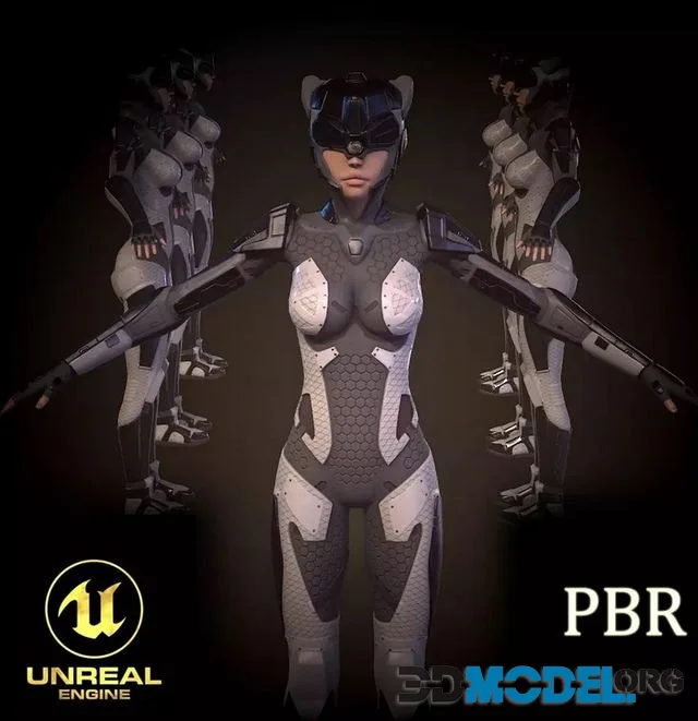 Girl sci fi Low-poly (PBR)