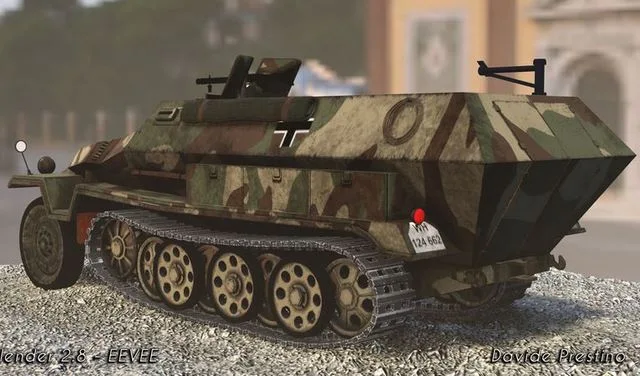 Half-track SDKFZ C military German Truck Low-poly (PBR)